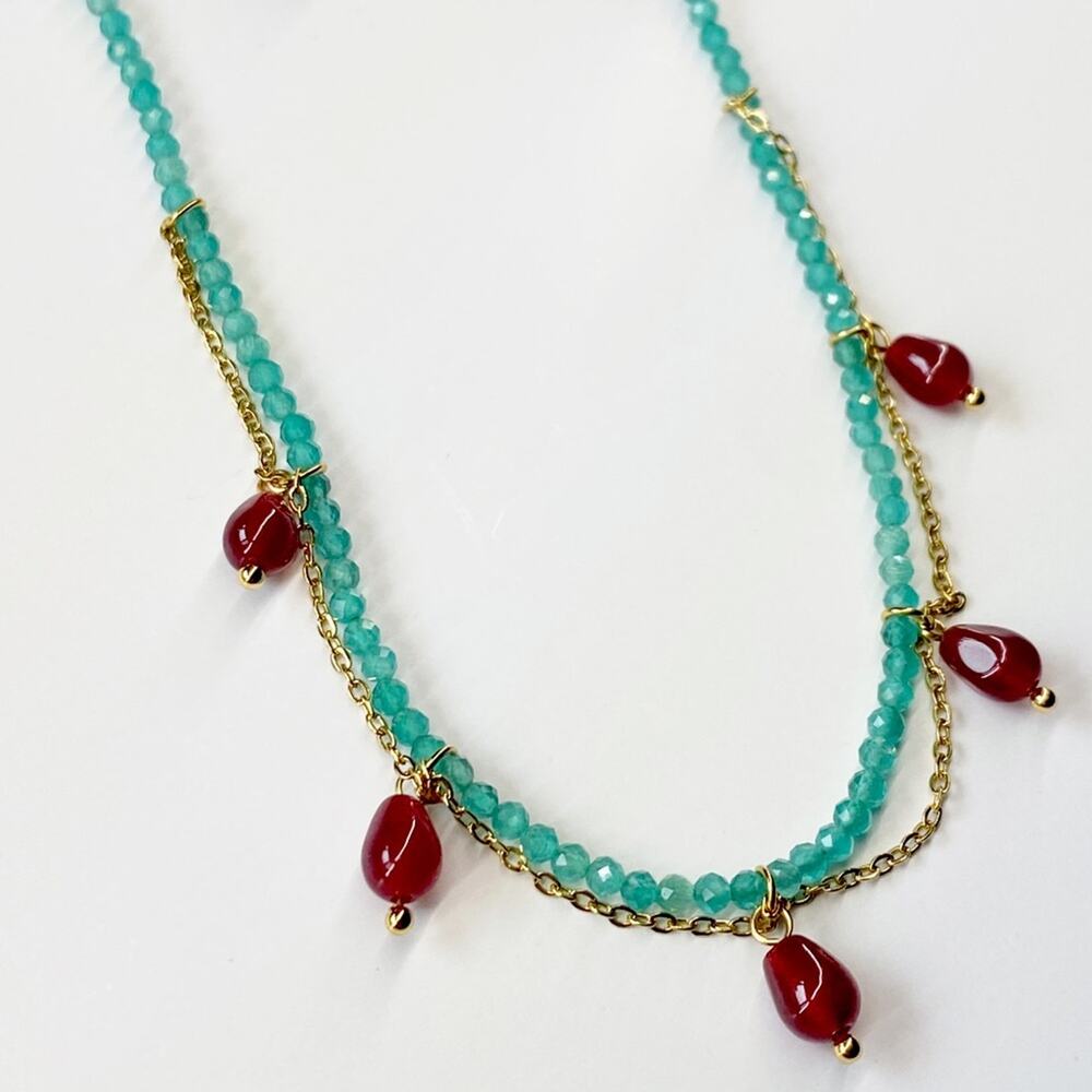 NEW Stone & Crystal Double-Strand Necklace - Picture 8 of 8
